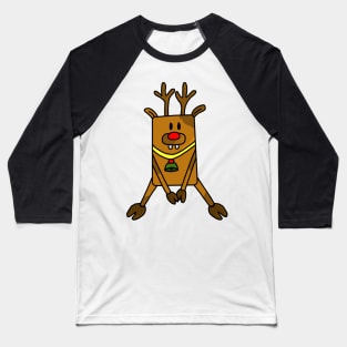 Cute Funny Deer with a Red nose Baseball T-Shirt